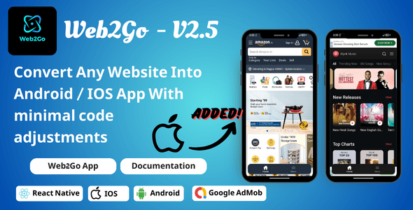Web2Go v2.5-将网站转变成iOS Android应用app源码下载