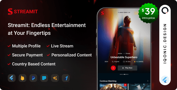 Streamit v1.1.4 – OTT Streaming Flutter App (Add-on)源码下载