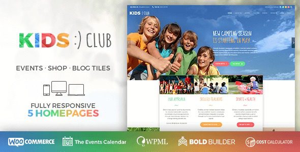 Kids Club v1.3.5 幼儿园，学校和营地WordPress主题下载