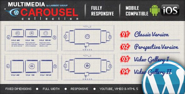 Multimedia Responsive Carousel with Image Video Audio Support v2.6.1 带有图像视频音频支持的多媒体响应式展示插件下载