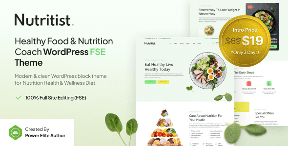 Nutritist v1.0.0  – 健康食品和营养教练FSE WordPress主题下载