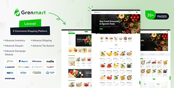 Grenmart v1.3.0 有机和杂货店Laravel电子商务源码下载