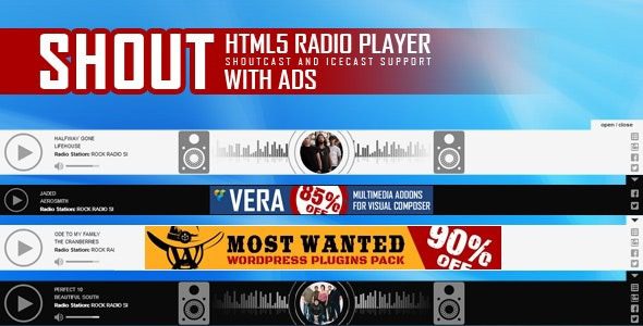SHOUT v3.5.5 带有广告的HTML5无线电播放器HTML模板下载