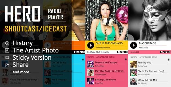 Hero v4.5 Shoutcast and Icecast广播播放器HTML模板下载