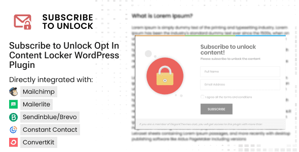 Subscribe to Unlock Opt In Content Locker WordPress Plugin v2.0.8 订阅解锁内容插件下载