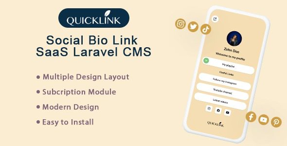 QuickBioLink (SAAS) v3.1 – Bio将SaaS链接到创作者，有影响力者和企业的SaaS PHP源码下载