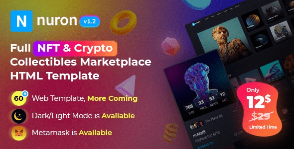 Nuron v1.7 NFT数字加密货币市场HTML模板下载