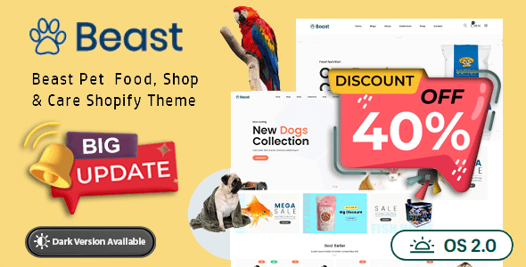 Beast v1.0.2 – 宠物店食品动物护理响应式 Shopify 主题 | OS 2.0下载