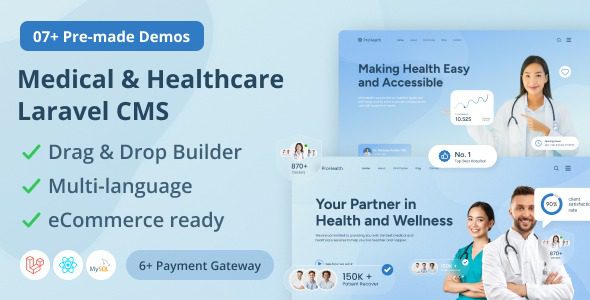 Prohealth v2.0 – 医疗保健 Laravel CMS 搭配实时页面构建器PHP源码下载