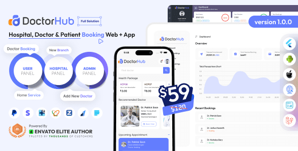 DoctorHub V1.0  – 医院，医生和患者预订完整解决方案app源码下载