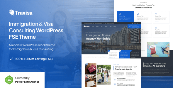 Travisa v1.0.1 – 移民与签证咨询 FSE WordPress 主题下载