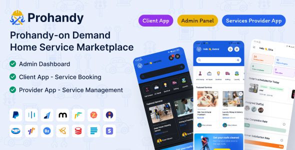 Prohandy v1.0.5 – 劳务和家庭服务提供商市场平台app源码下载