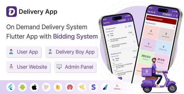 Delivery App v28.0 – 按需配送系统 Flutter App，带竞价系统app源码下载