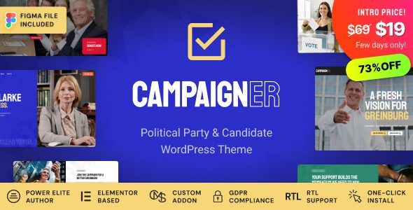 Campaigner v1.0.1 – 政治候选人和选举 WordPress 主题下载