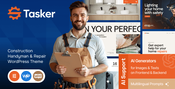 Tasker v1.0 – 建筑工地杂工和维修 WordPress 主题下载