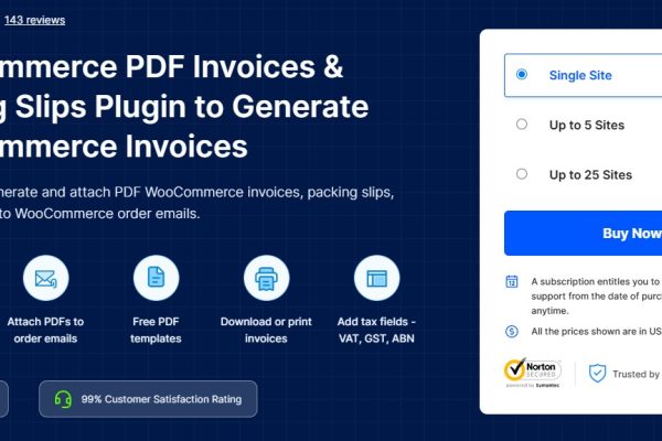 Webtoffee WooCommerce PDF Invoices, Packing Slips and Credit Notes Pro v1.7.5  (Activated) 自动生成发票装箱单信用票据wordpress插件下载