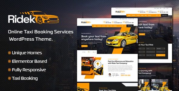 Ridek v1.1.3 在线出租车预订服务 WordPress 主题下载
