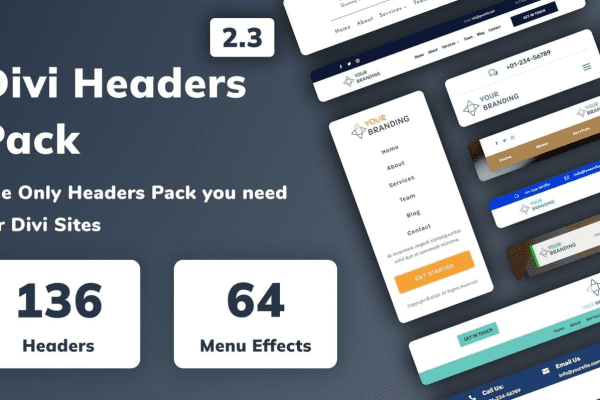 Divi Headers Pack v2.3 Divi主题页眉设计插件下载