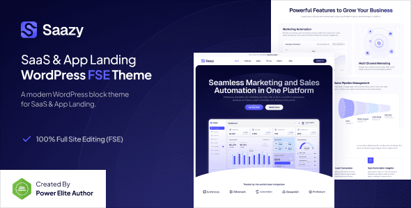 Saazy v1.0.2 – SaaS 和应用程序登陆页面 FSE WordPress 主题下载