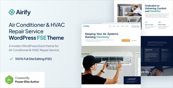 Airify v1.0.0 HVAC 维修服务 FSE WordPress 主题下载