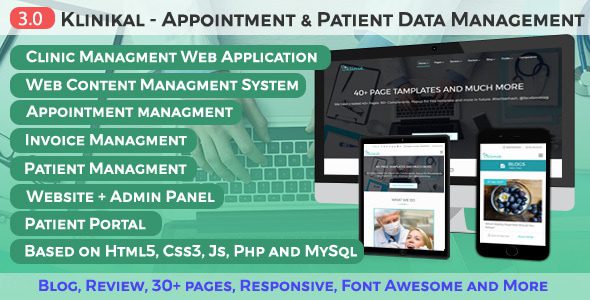 Klinikal v3.0 – 预约和患者数据管理响应式 Web 应用程序PHP源码下载