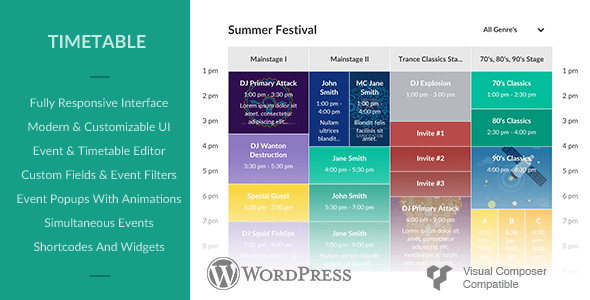 Responsive Timetable for WordPress v1.16.0 WordPress 的响应式时间表插件下载
