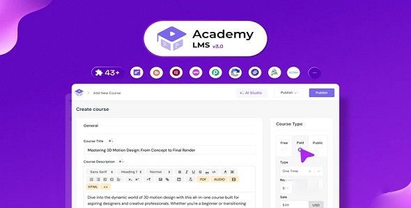 Academy LMS Pro v3.8.2 – 适用于在线课程的一体化 WordPress LMS 插件下载