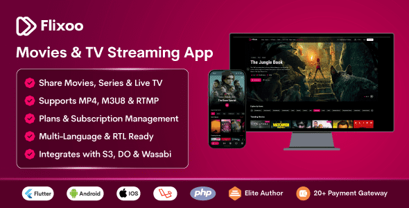 Flixoo v1.0.1 – 适用于电影、电视剧和直播电视（网页 + 移动）的 AI 驱动 OTT CMS源码下载