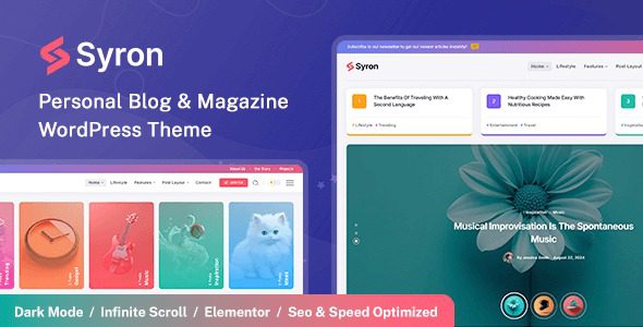 Syron v1.9 个人博客和杂志WordPress主题下载