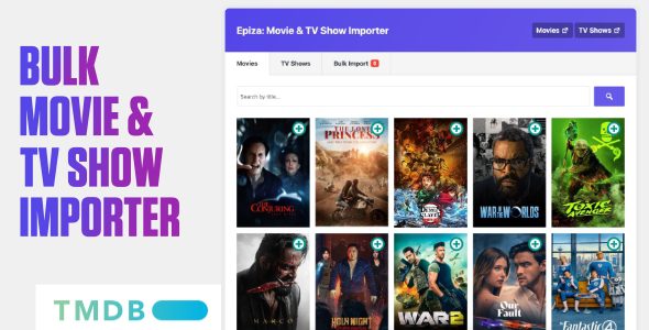 Epiza v1.0 – WordPress 批量电影和电视节目导入器插件下载