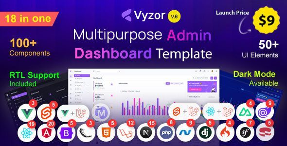 Vyzor 6.0 – 多用途管理和仪表板模板源码下载