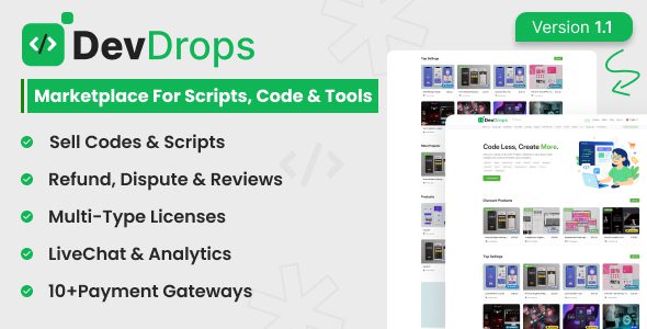 DevDrops 1.1.0 – 脚本、代码和工具市场交易平台PHP源码下载