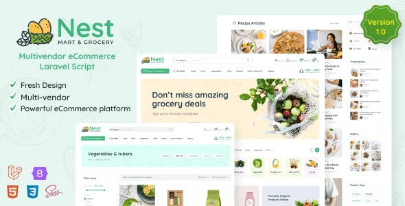Nest v1.26.2 基于 Laravel 的多供应商有机食品和杂货电子商务系统PHP源码下载