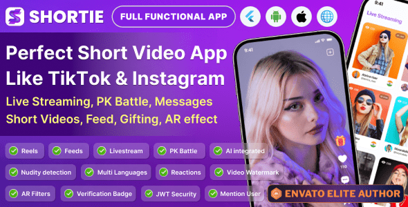 Shortie – 一款带有管理面板的短视频和直播应用app源码下载