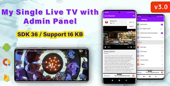My Single Live TV v3.0 – 带管理面板的安卓应用app源码下载