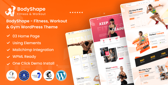 BodyShape v1.2 – 健身、锻炼和健身房 WordPress 主题下载