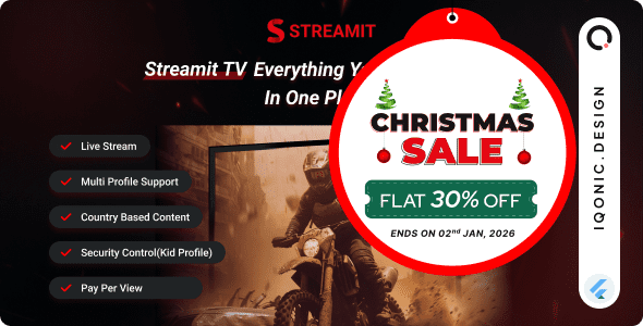 Streamit – OTT Streaming Flutter TV App (Add-on) v3.1.0 视频app应用源码下载