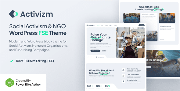 Activizm v1.0.0 – 社会活动与非政府组织 Gutenverse FSE WordPress 主题下载