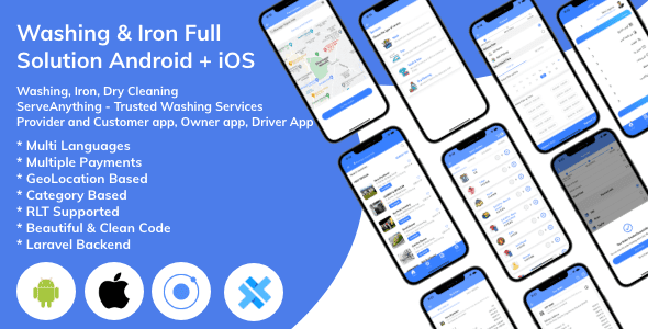 Clothes washing and laundry multi-vendor full app v4.0 衣物洗涤和洗衣服务多商家综合应用程序app源码下载