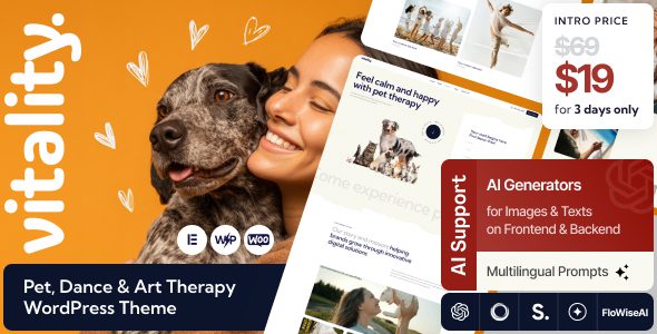 itality v1.0 – 宠物、舞蹈和艺术疗法 WordPress 主题下载