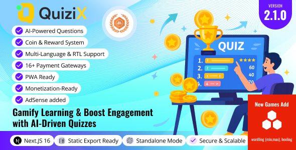 QuiziX v2.1.0 – AI问答游戏 – 基于Laravel和Next.js的游戏化问答平台PHP源码下载