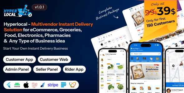 Hyperlocal v1.2.0 – 多商家电商、杂货、食品、药店配送Flutter应用程序app源码下载
