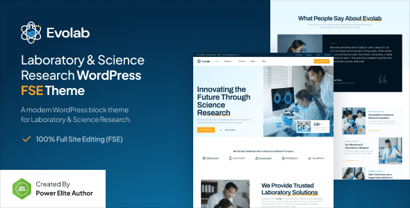 Evolab v1.0.0 实验室与科学研究 Gutenverse FSE WordPress 主题下载