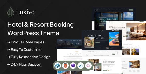 Luxivo v1.0 —— 酒店与度假村预订 WordPress 主题下载
