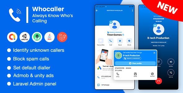 Whocaller v1.7 —— 真实来电显示与垃圾电话拦截应用app源码下载