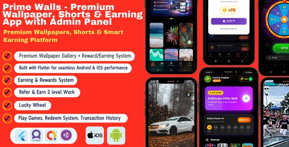 Prime Walls v1.0 —— 终极壁纸、短视频与赚钱应用app源码下载