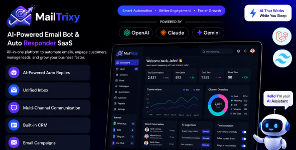MailTrixy v1.1 – AI 驱动的邮件机器人与自动回复 SaaS源码下载
