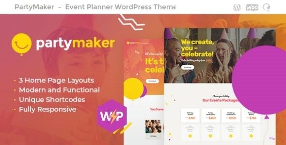 PartyMaker v1.1.16 活动策划与婚礼机构 WordPress 主题下载