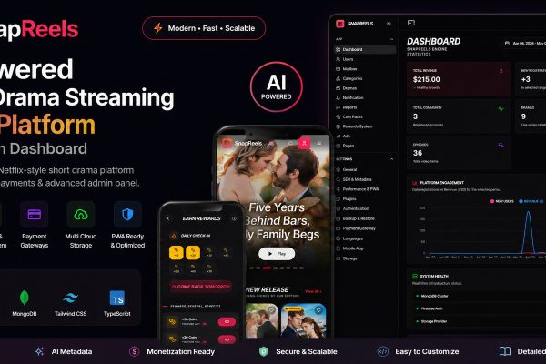 SnapReels v1.0.2 – 短剧流媒体 SaaS 平台源码下载