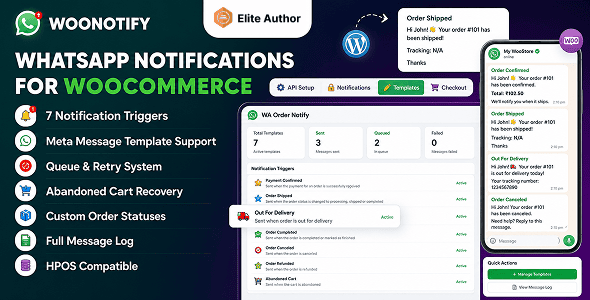 WooNotify v1.0.1 – WooCommerce WhatsApp 通知与 AI 智能助手插件下载